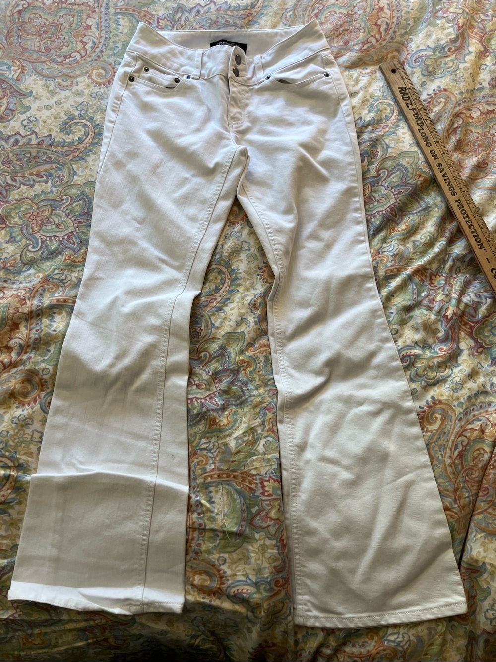 Y2K London Jean stretch boot cut white denim size 4